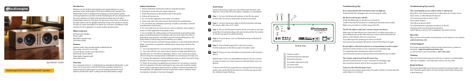 AudioEngine B2 BLUETOOTH SPEAKER User Manual | 2 pages