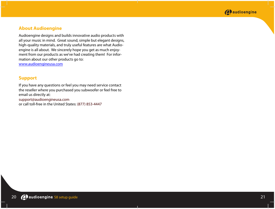 AudioEngine S8 POWERED SUBWOOFER User Manual | Page 12 / 13