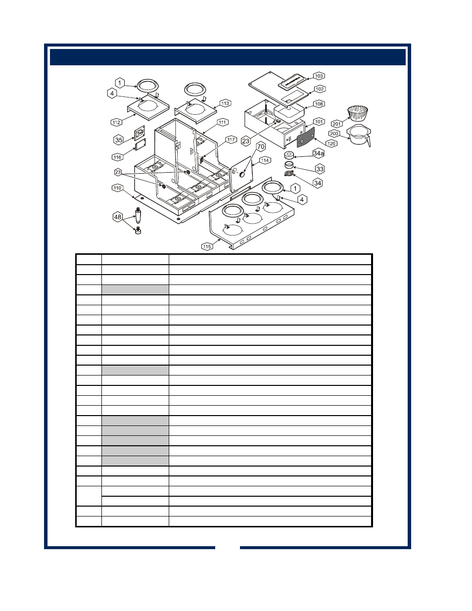 Exploded view & parts list | Bloomfield 8752 User Manual | Page 20 / 26