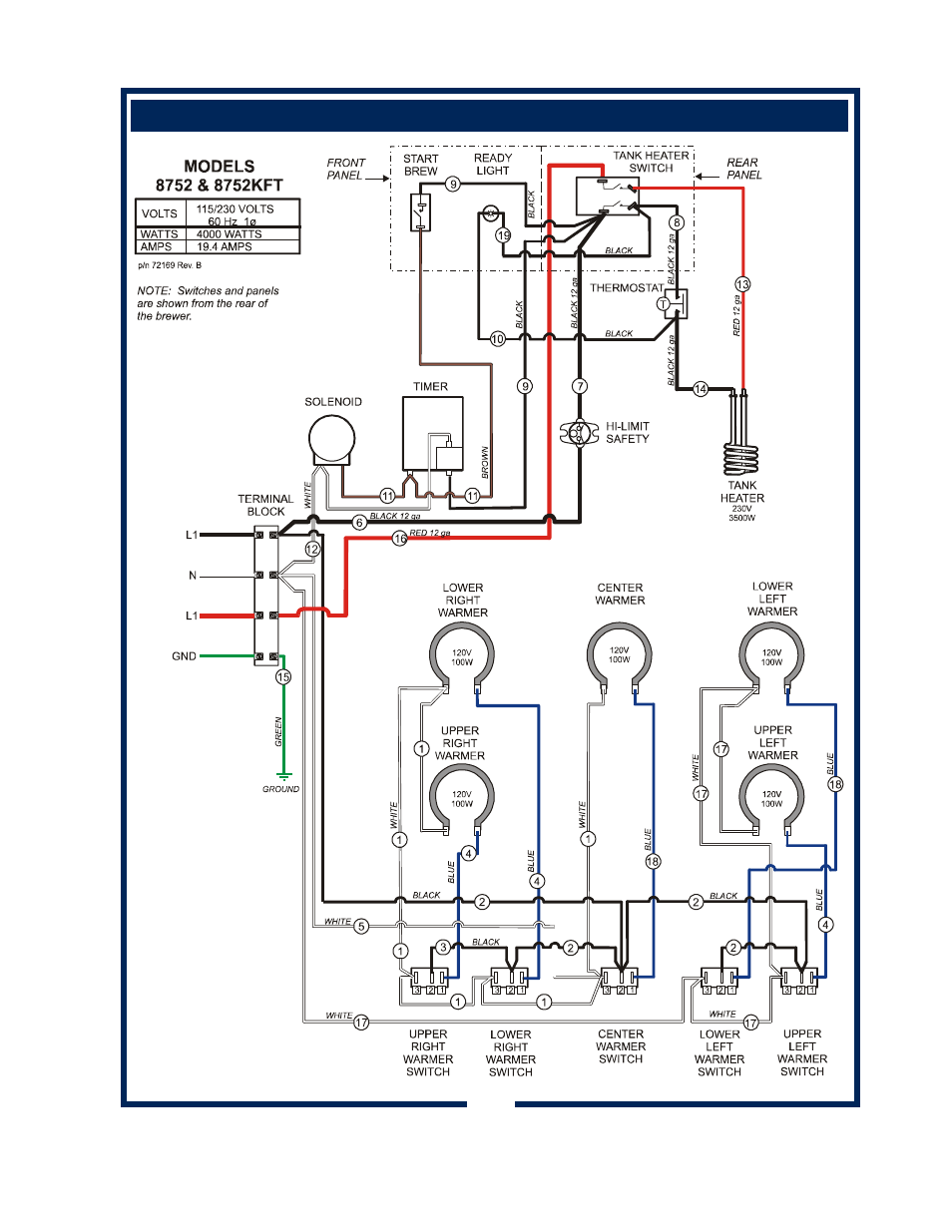 Wiring diagram | Bloomfield 8752 User Manual | Page 25 / 26