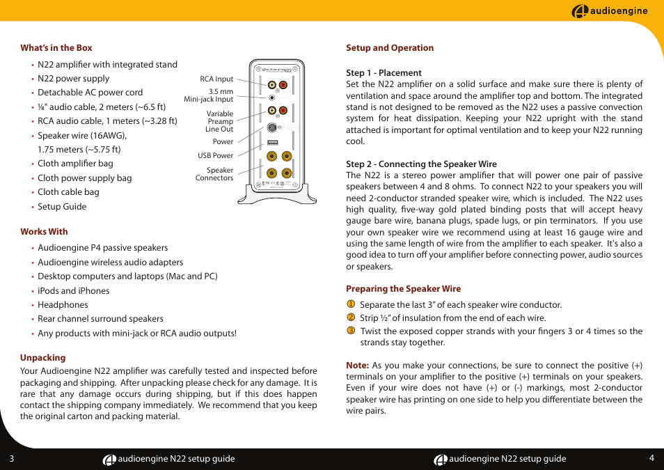 N22 p3-4 | AudioEngine N22 DESKTOP AUDIO AMPLIFIER User Manual | Page 4 / 8