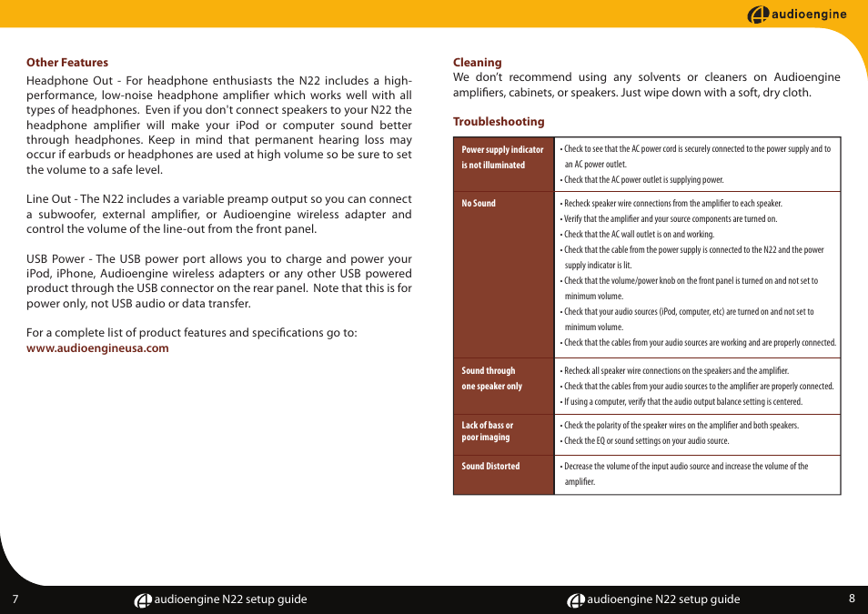 N22 p7-8 | AudioEngine N22 DESKTOP AUDIO AMPLIFIER User Manual | Page 6 / 8