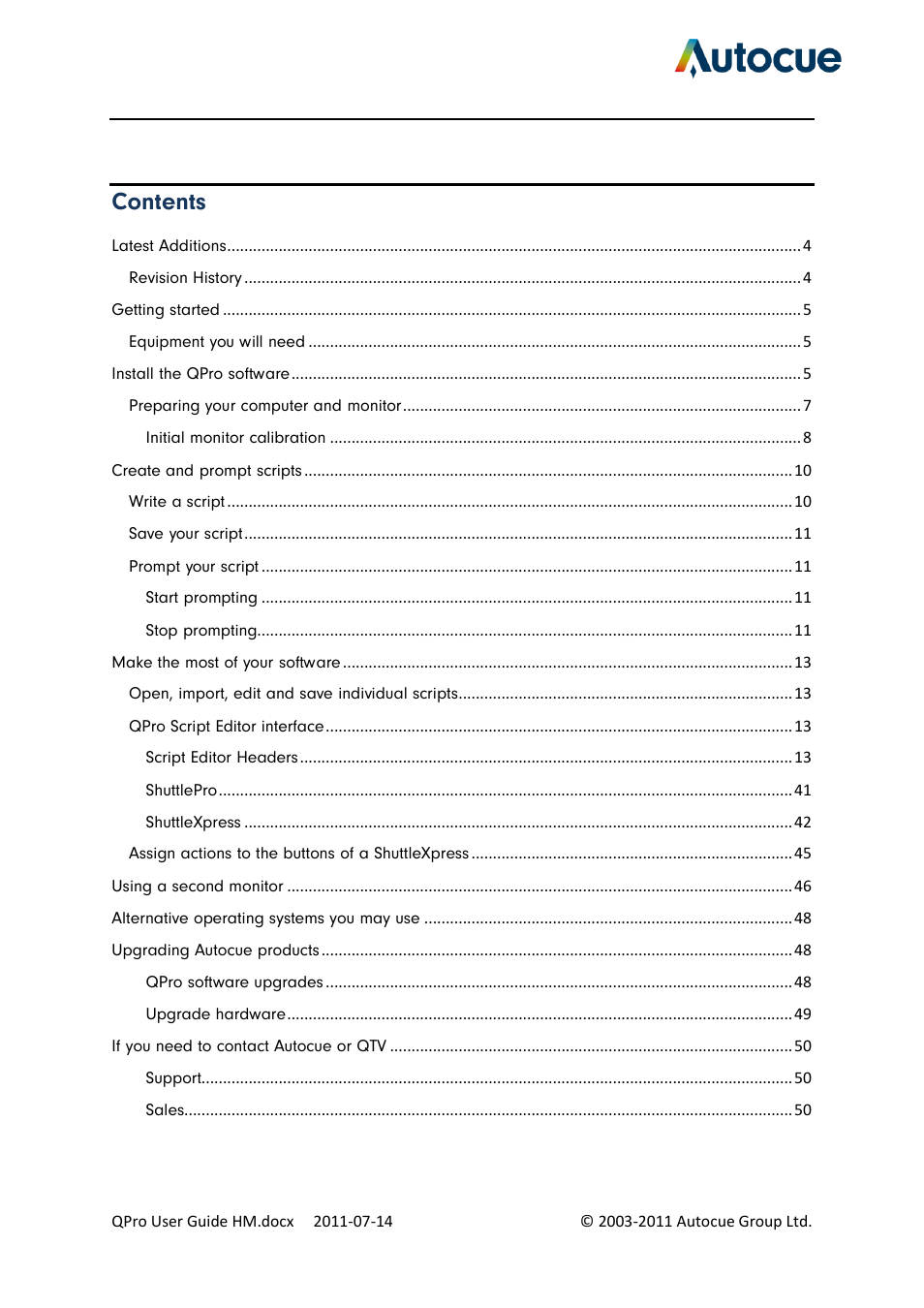 Autocue QPro User Guide User Manual | Page 2 / 51