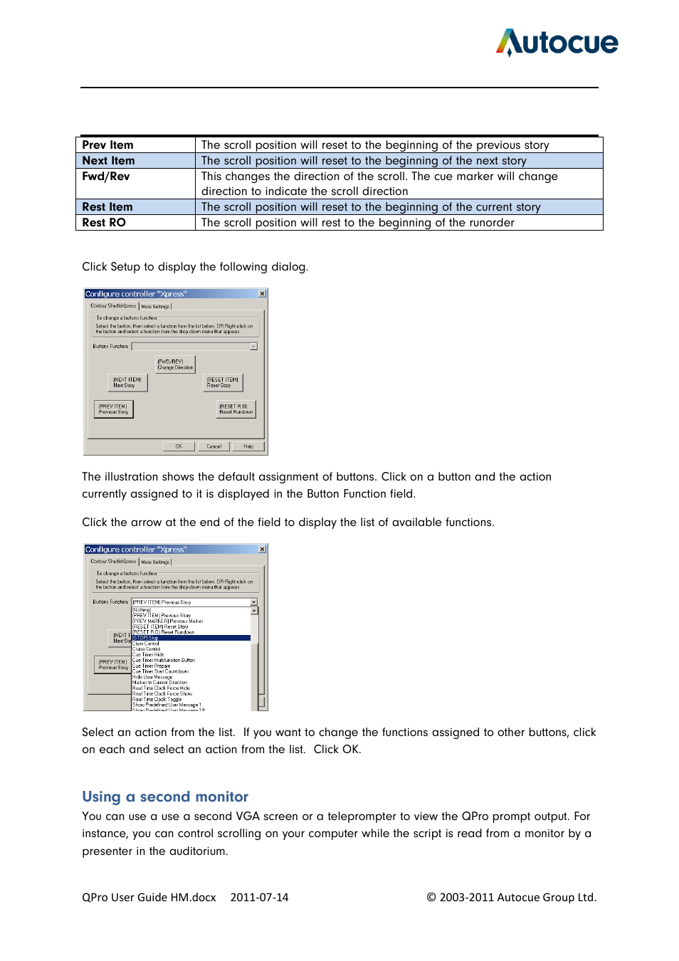 Using a second monitor | Autocue QPro User Guide User Manual | Page 46 / 51