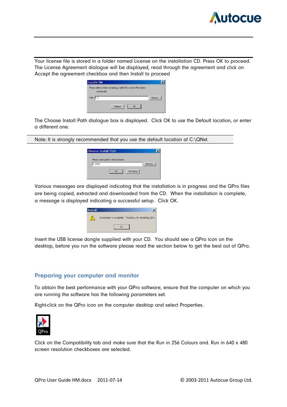 Preparing your computer and monitor | Autocue QPro User Guide User Manual | Page 7 / 51