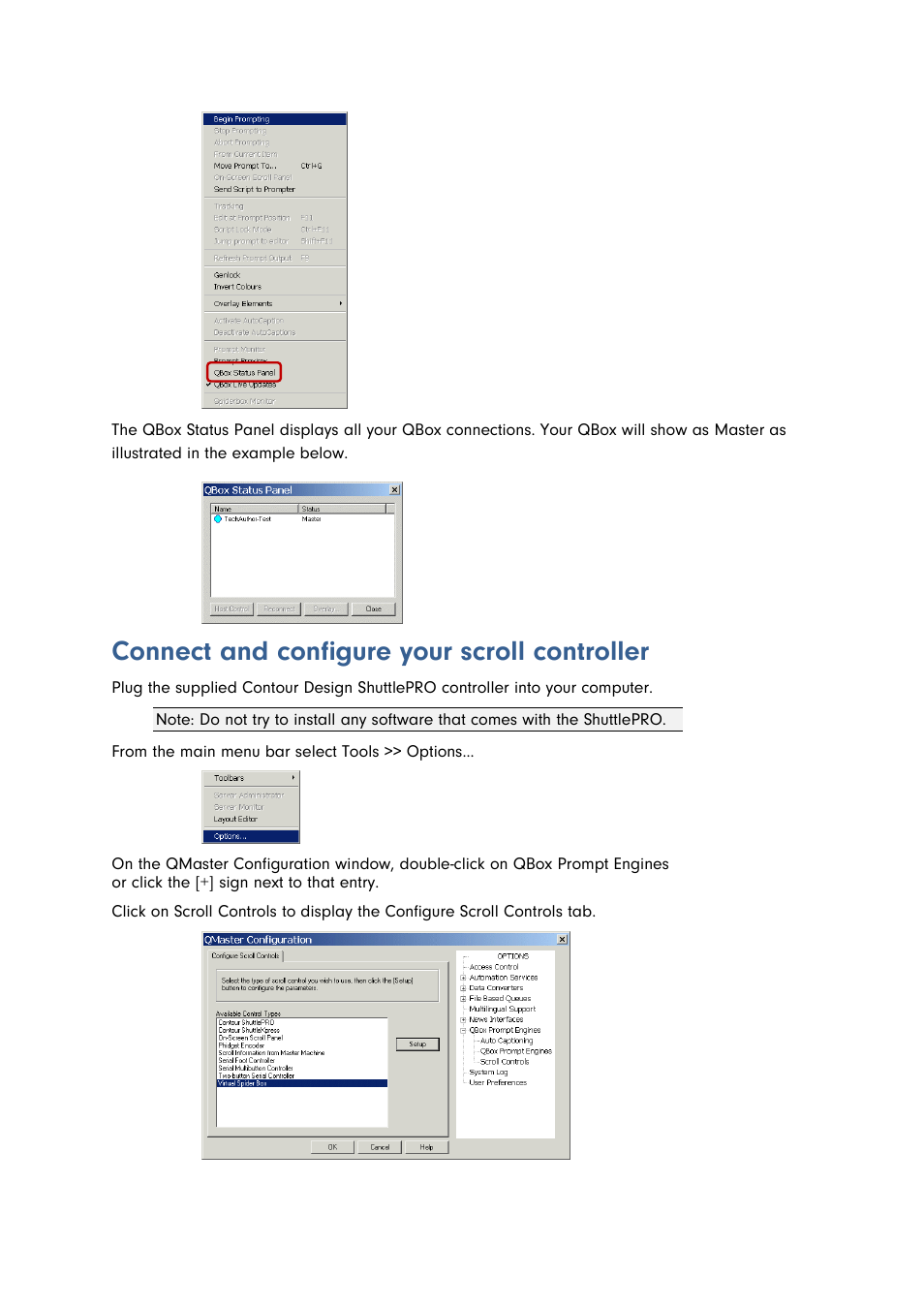 Connect and configure your scroll controller | Autocue QMaster for Complex Languages User Manual | Page 14 / 66