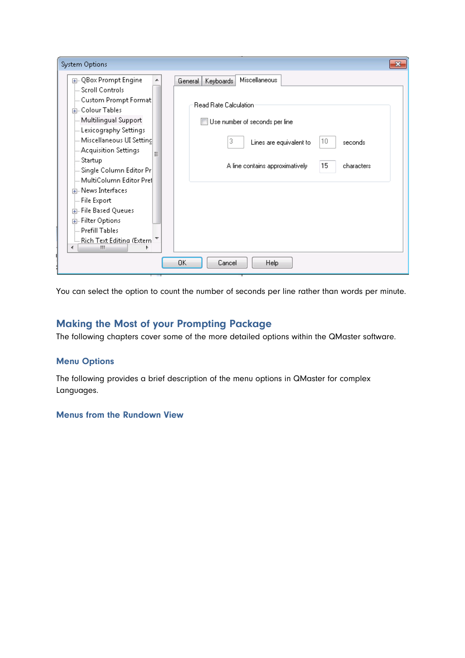Making the most of your prompting package, Menu options, Menus from the rundown view | Autocue QMaster for Complex Languages User Manual | Page 26 / 66