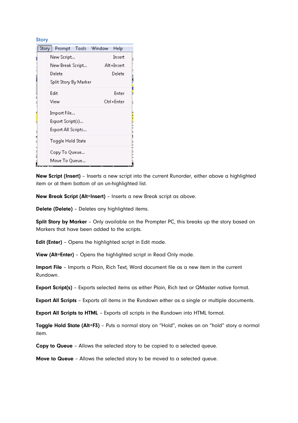 Story | Autocue QMaster for Complex Languages User Manual | Page 30 / 66