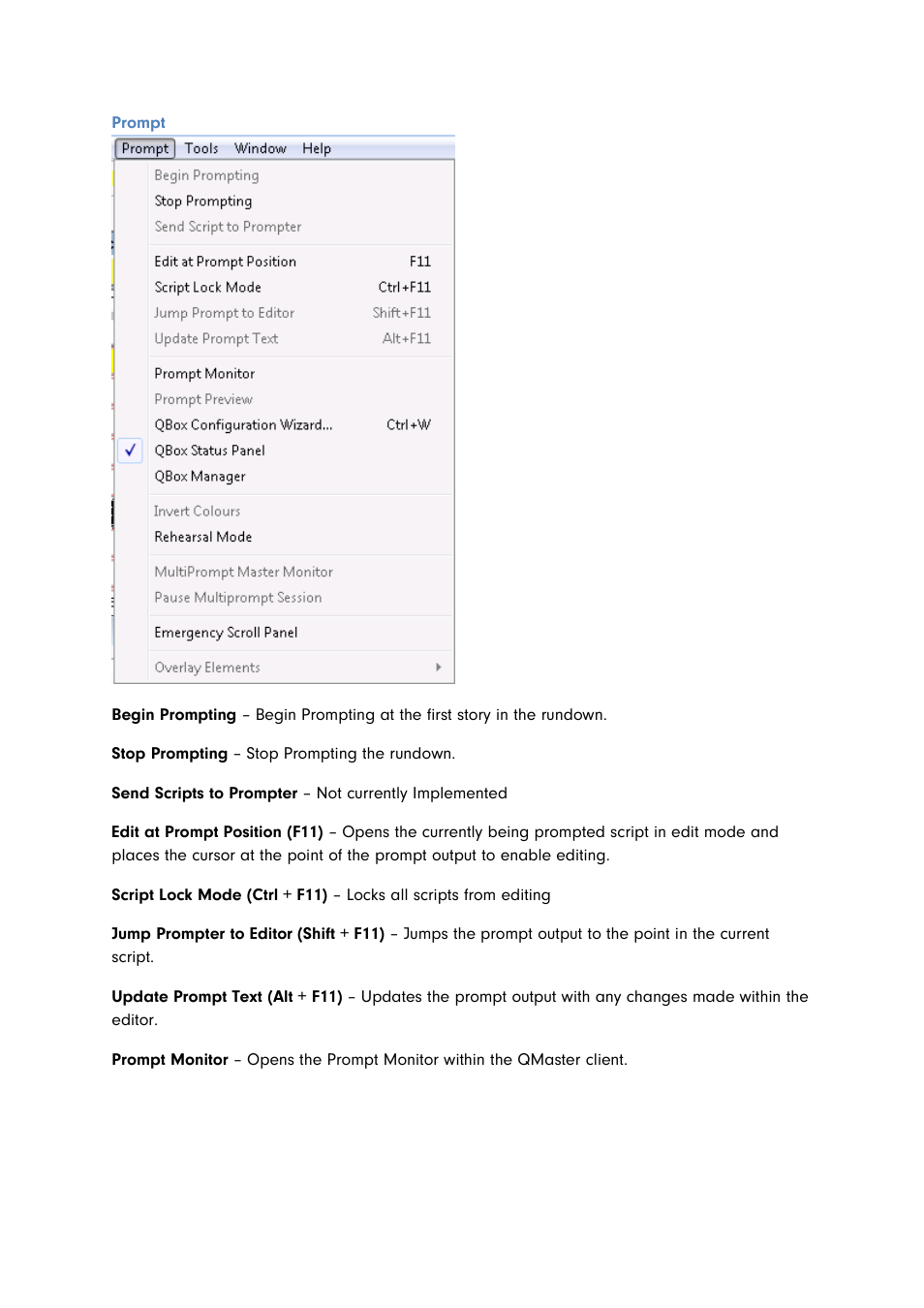 Prompt | Autocue QMaster for Complex Languages User Manual | Page 31 / 66