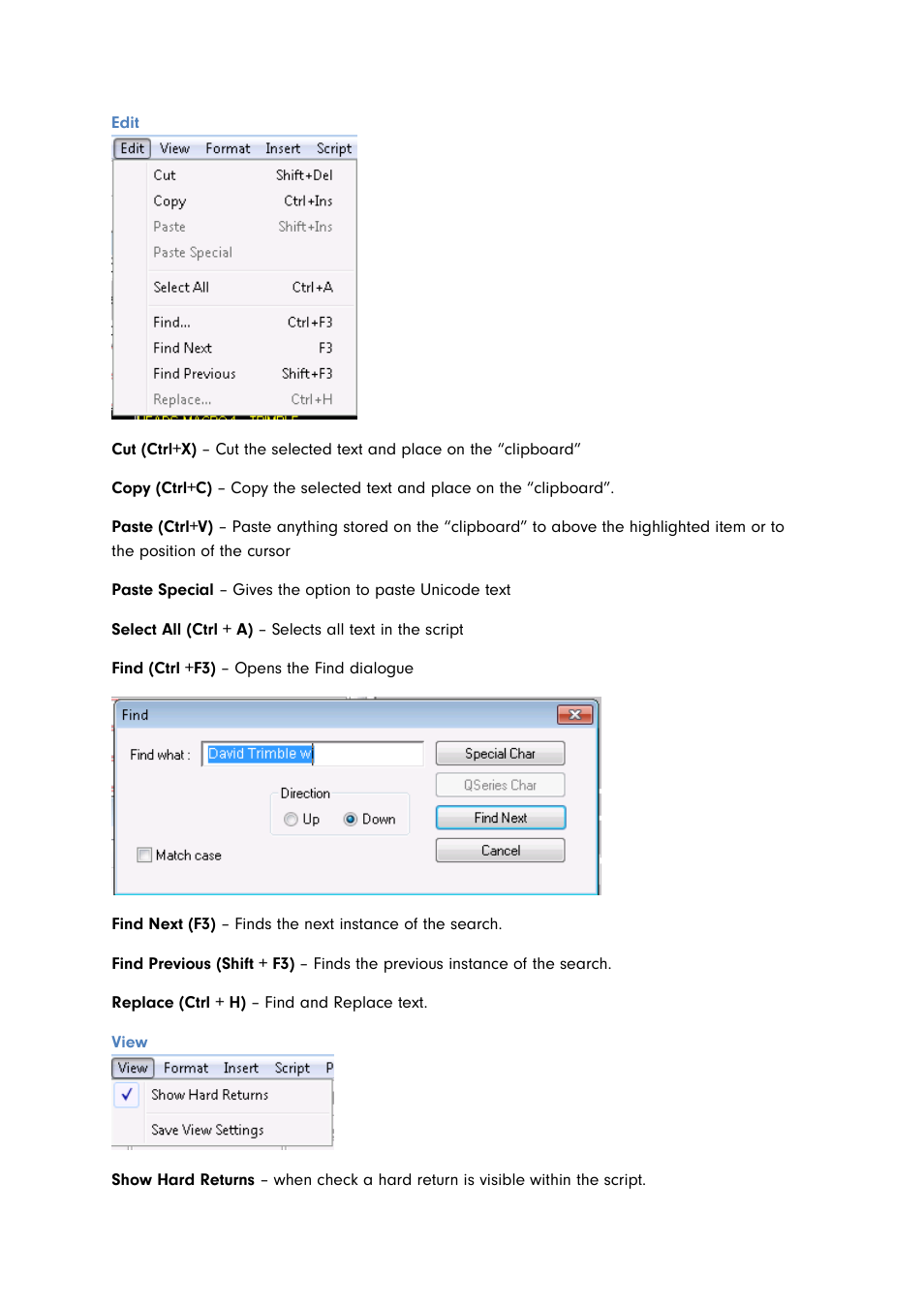 Edit, View | Autocue QMaster for Complex Languages User Manual | Page 39 / 66