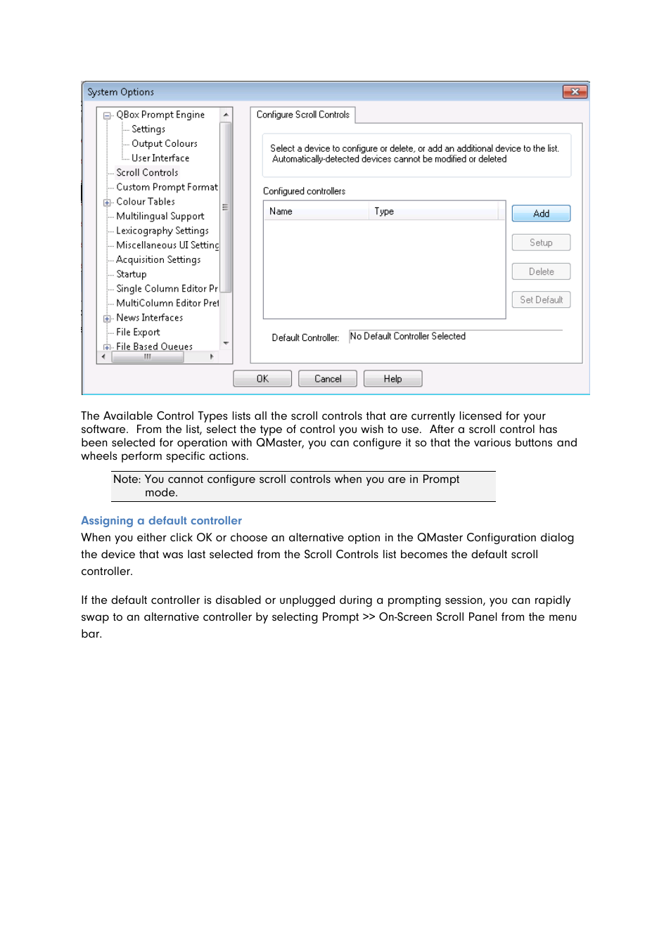 Assigning a default controller | Autocue QMaster for Complex Languages User Manual | Page 45 / 66