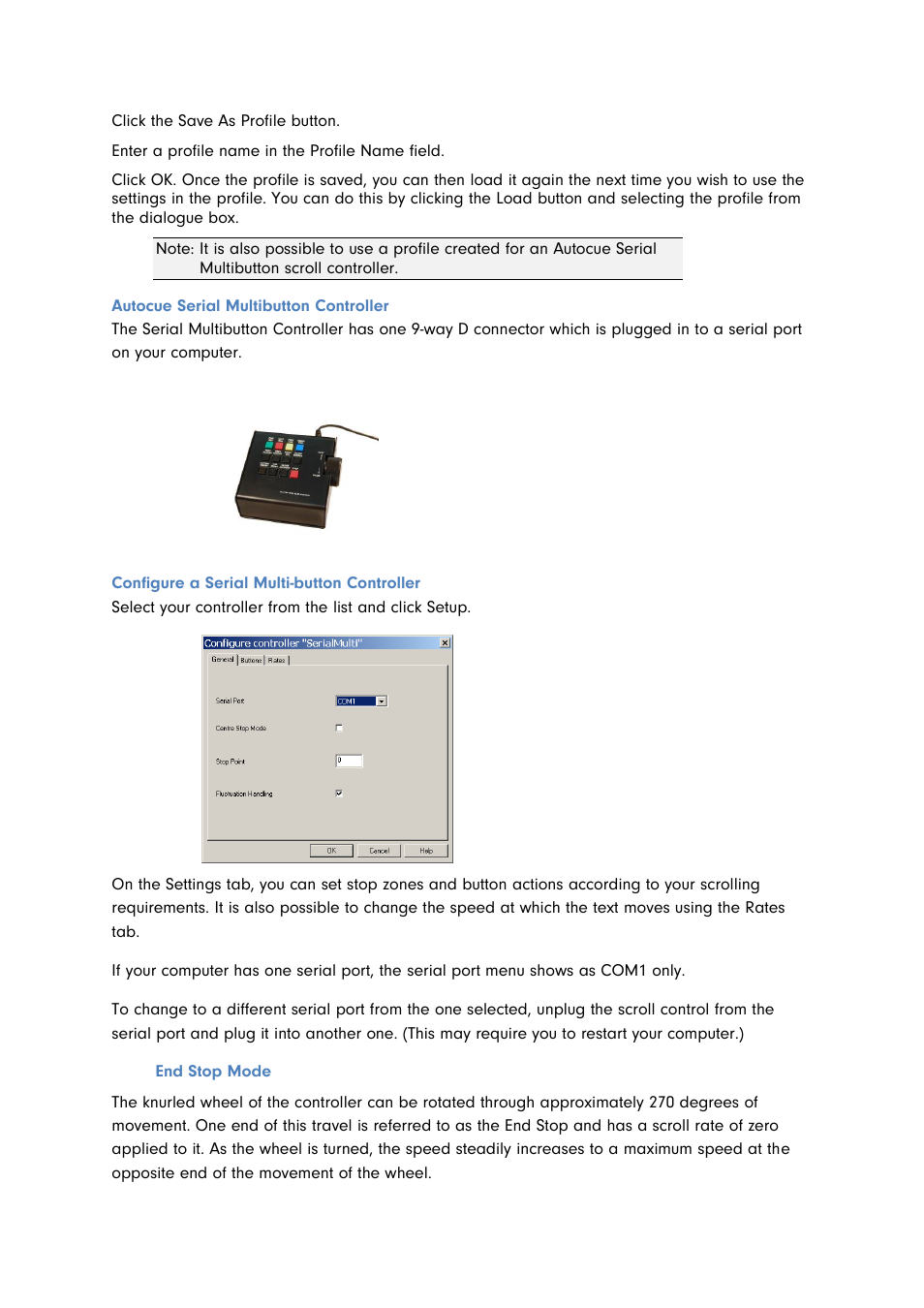 Autocue serial multibutton controller, Configure a serial multi-button controller | Autocue QMaster for Complex Languages User Manual | Page 49 / 66