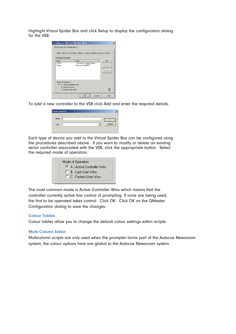 Colour tables, Multi column editor | Autocue QMaster for Complex Languages User Manual | Page 58 / 66