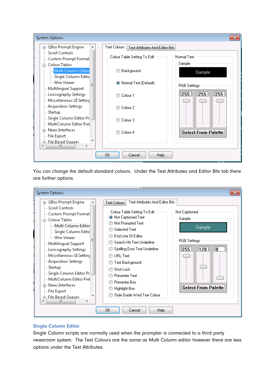 Single column editor | Autocue QMaster for Complex Languages User Manual | Page 59 / 66