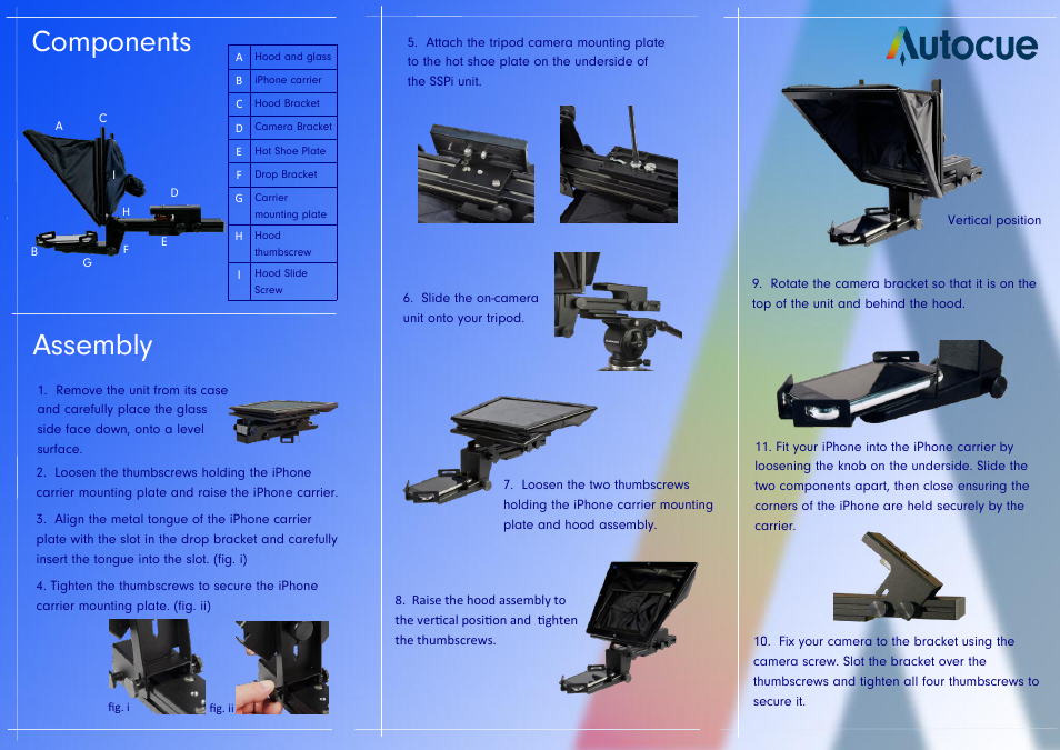 Assembly, Components | Autocue SSPi User Manual | Page 2 / 2