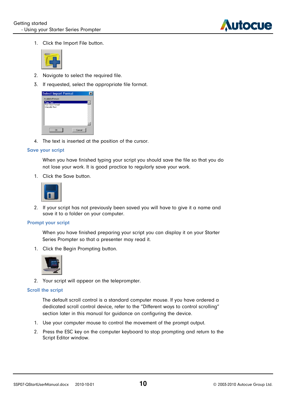 Autocue SSP07 Quick Start User Manual | Page 10 / 26