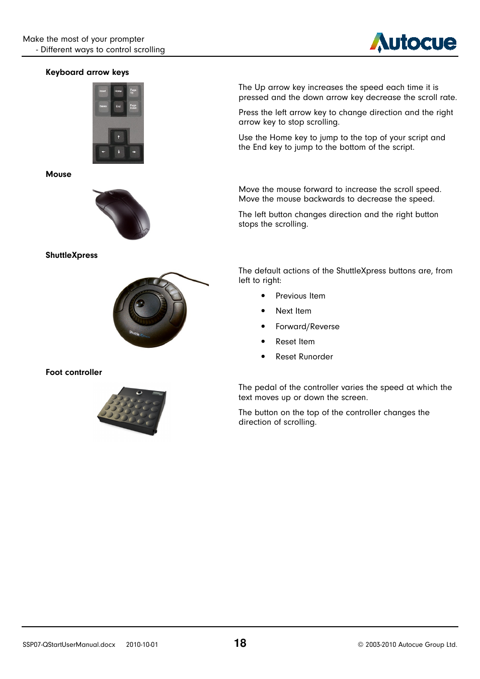 Autocue SSP07 Quick Start User Manual | Page 18 / 26