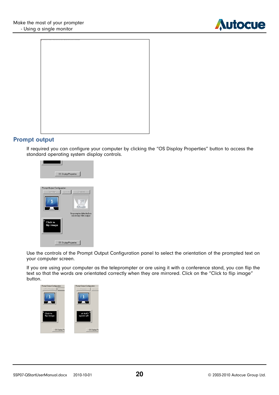Prompt output | Autocue SSP07 Quick Start User Manual | Page 20 / 26