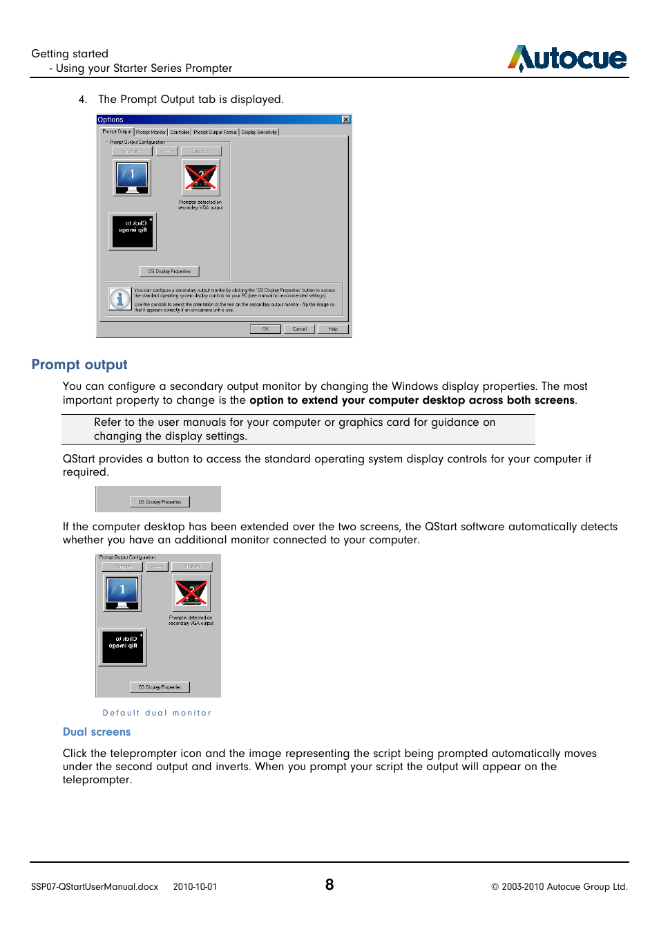 Prompt output | Autocue SSP07 Quick Start User Manual | Page 8 / 26