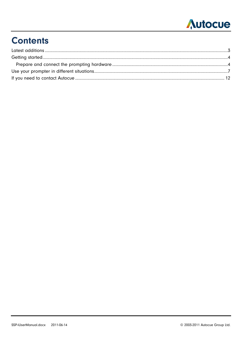 Autocue SSP-i User Manual | Page 2 / 12