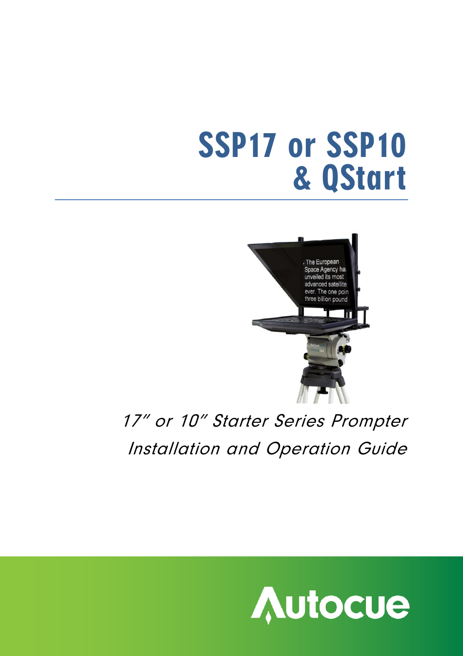 Autocue SSP10 Quick Start User Manual | 34 pages