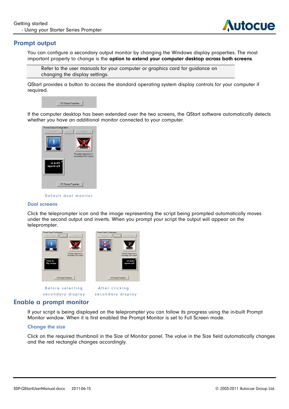 Prompt output, Enable a prompt monitor | Autocue SSP10 Quick Start User Manual | Page 10 / 34