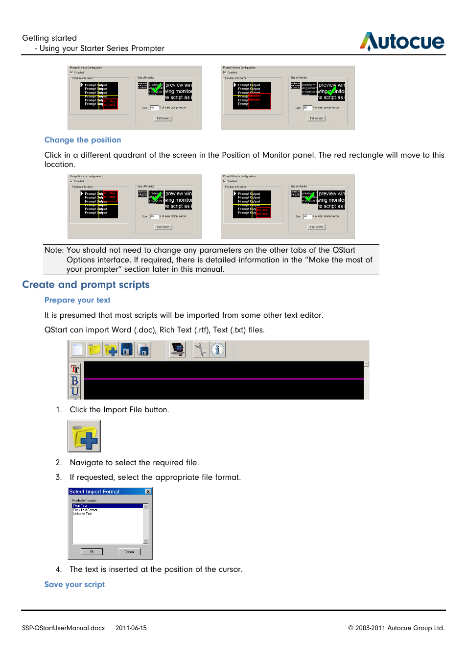 Create and prompt scripts | Autocue SSP10 Quick Start User Manual | Page 11 / 34