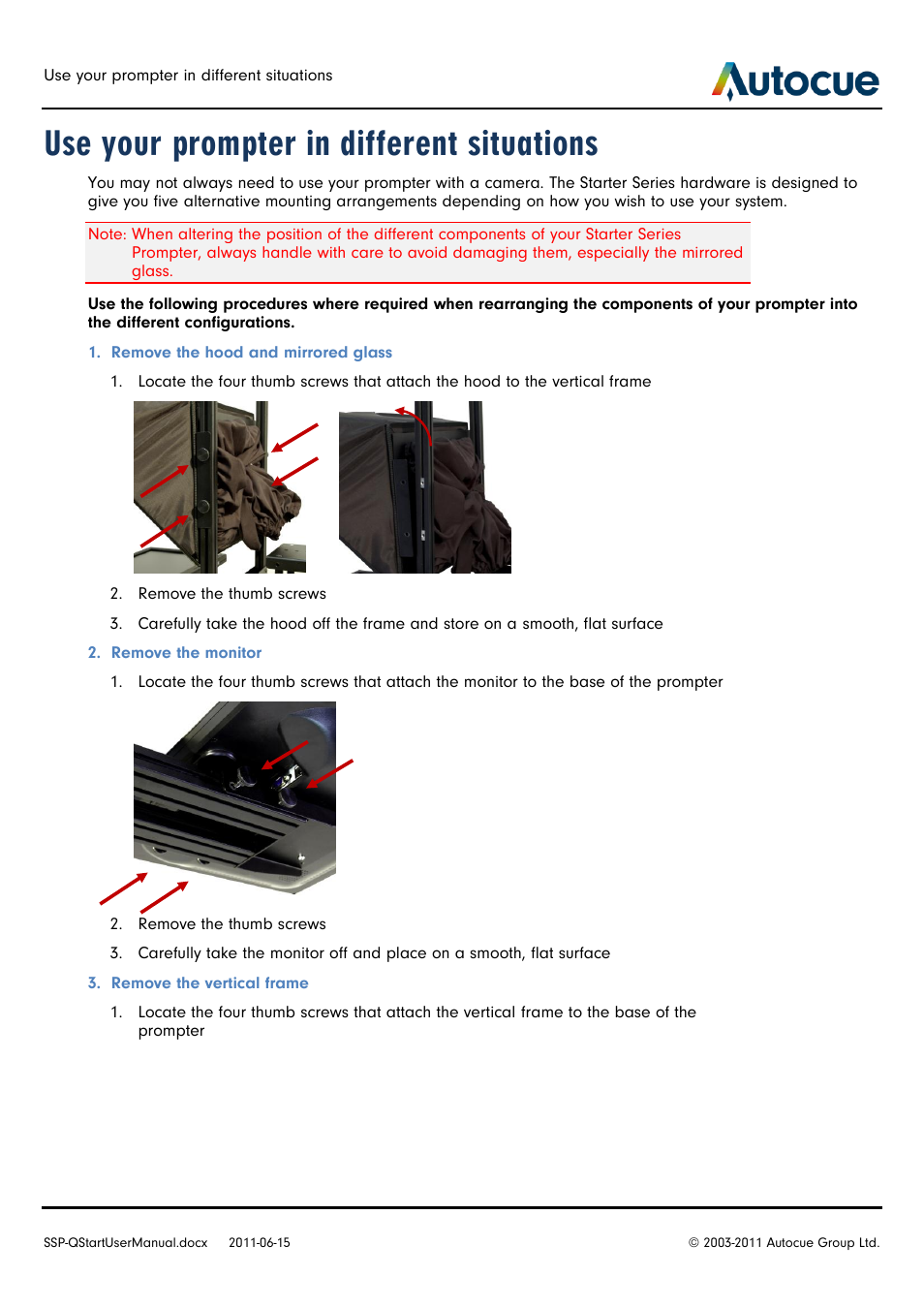 Use your prompter in different situations | Autocue SSP10 Quick Start User Manual | Page 24 / 34