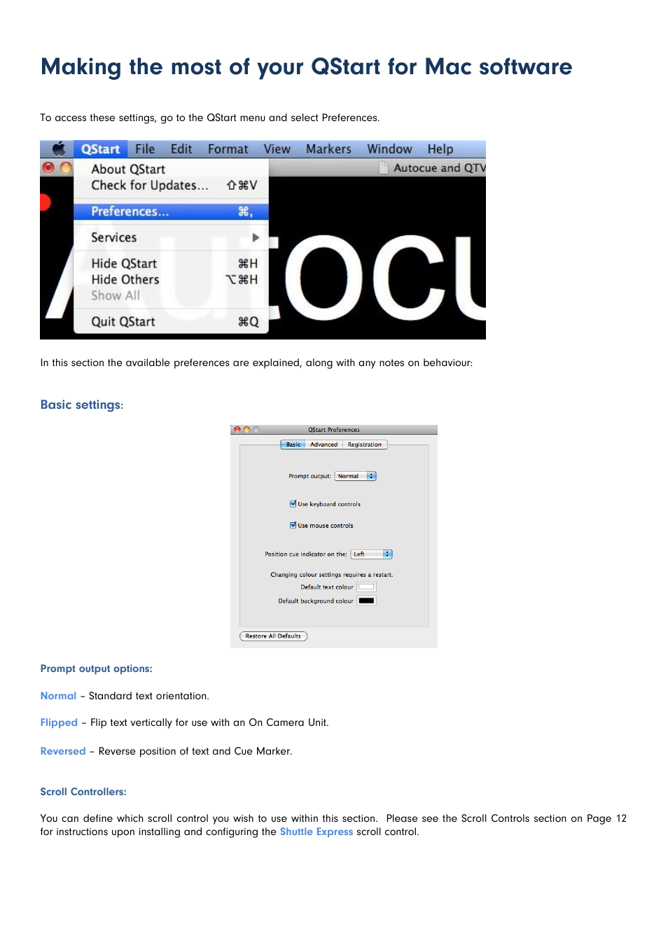 Making the most of your qstart for mac software | Autocue QStart MAC Version 1.0 (35) User Manual | Page 16 / 18