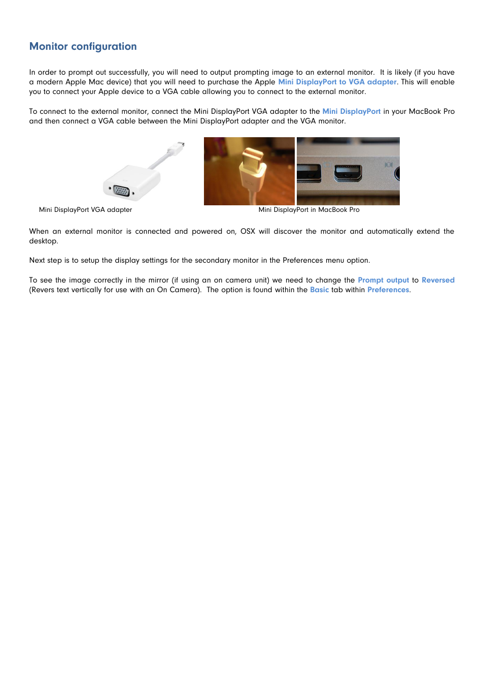 Monitor configuration | Autocue QStart MAC Version 1.1 (46) User Manual | Page 17 / 21