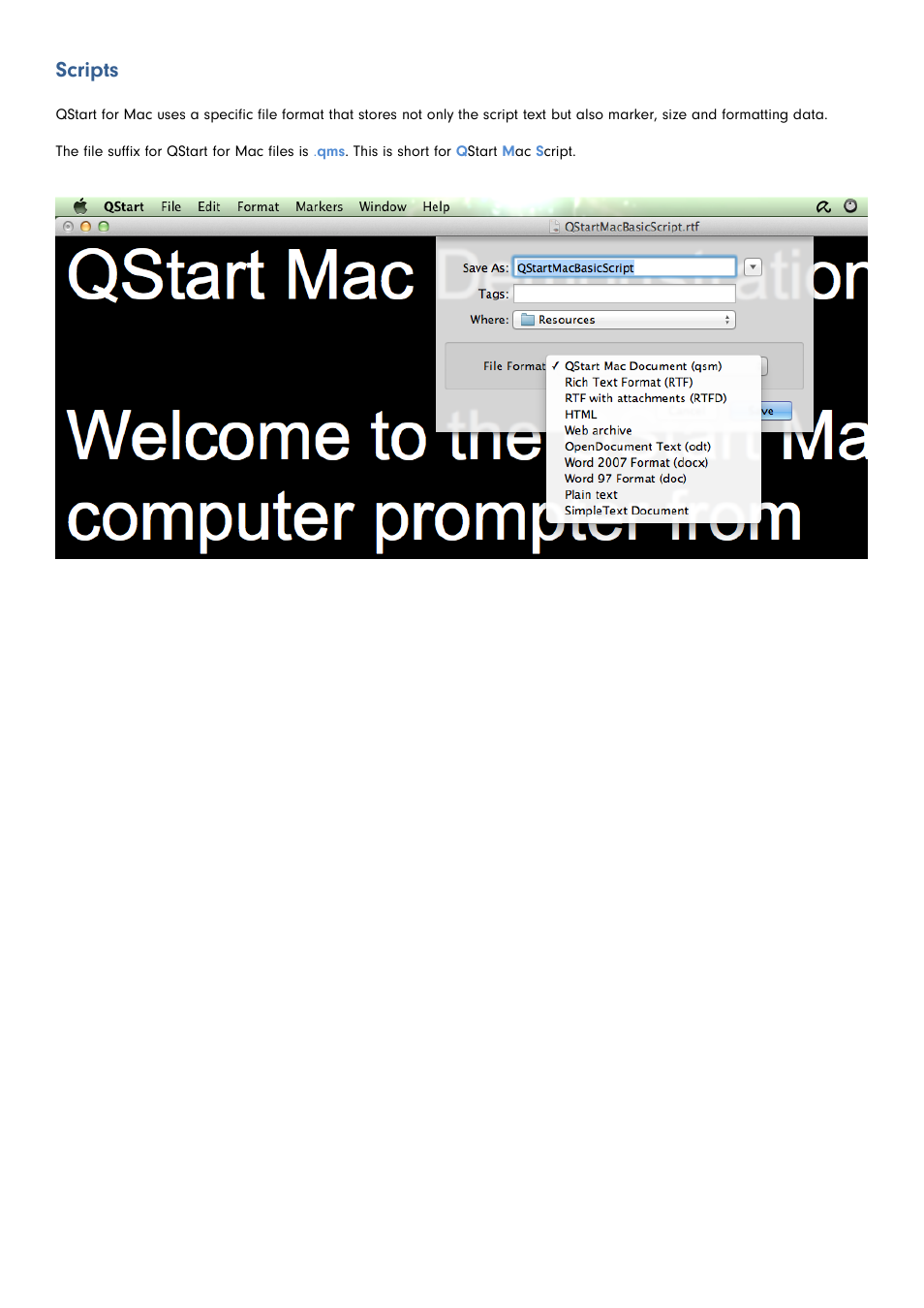 Scripts | Autocue QStart MAC Version 1.1 (46) User Manual | Page 5 / 21