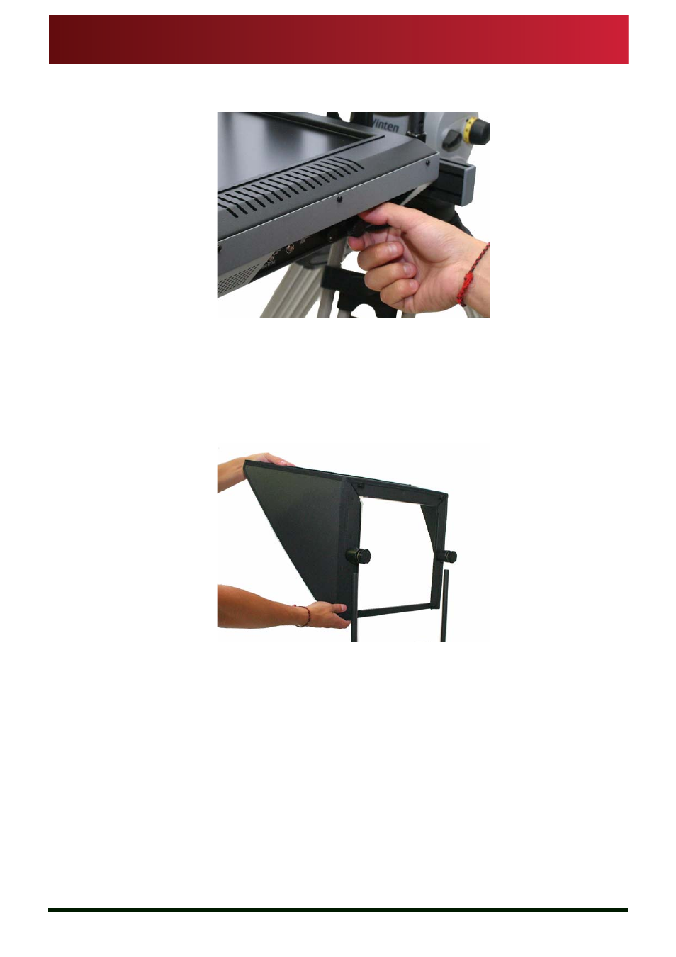 Attach wide angle hood | Autocue MSP17 Master Series Prompter User Manual | Page 20 / 34