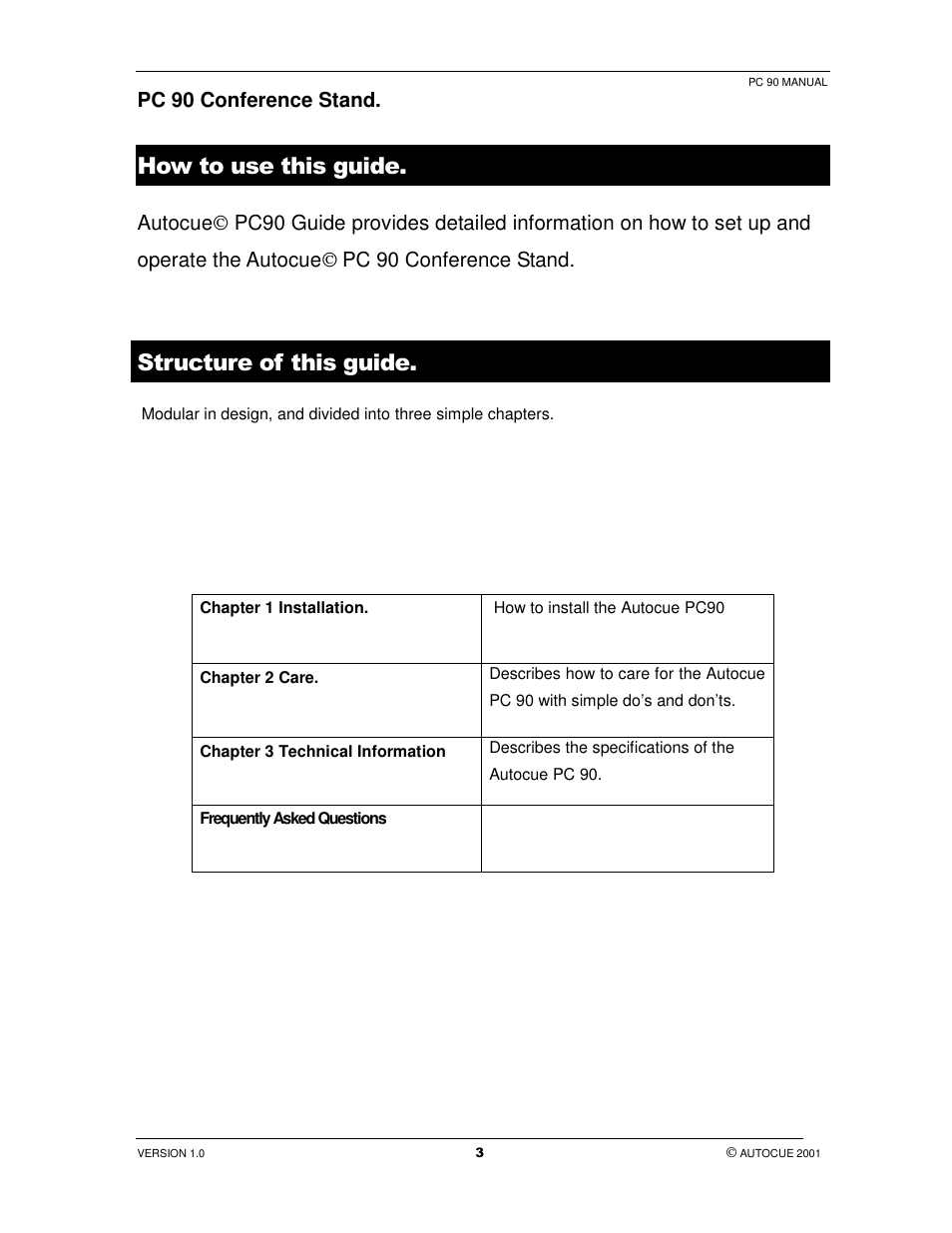 How to use this guide, Structure of this guide | Autocue PC 90 User Manual | Page 3 / 13