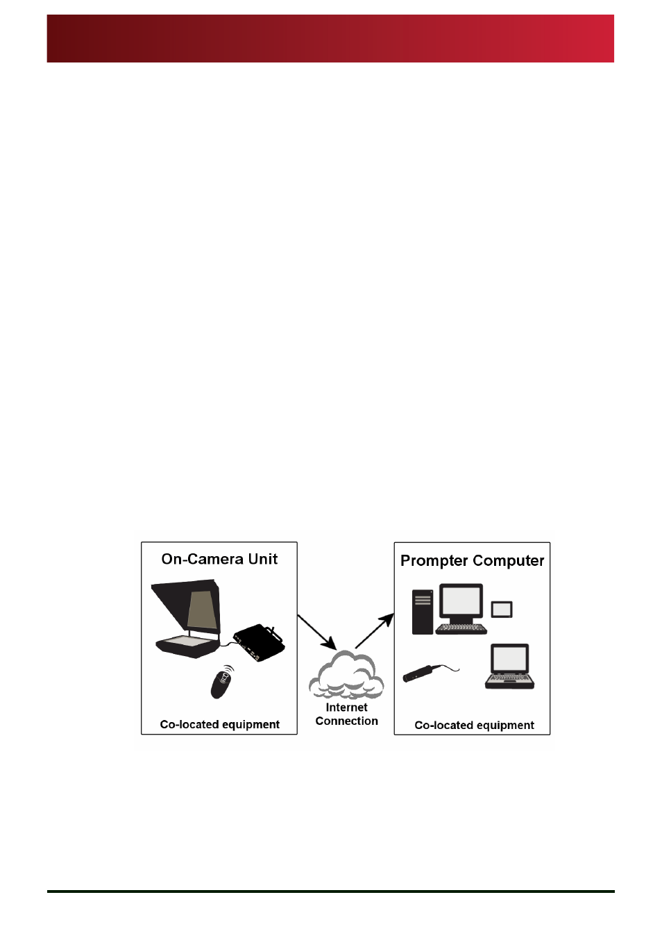 Studio deployments, Qmaster and qbox co-located, Qmaster and qbox in the same building | Multi-head prompting | Autocue QBox User Guide User Manual | Page 14 / 74