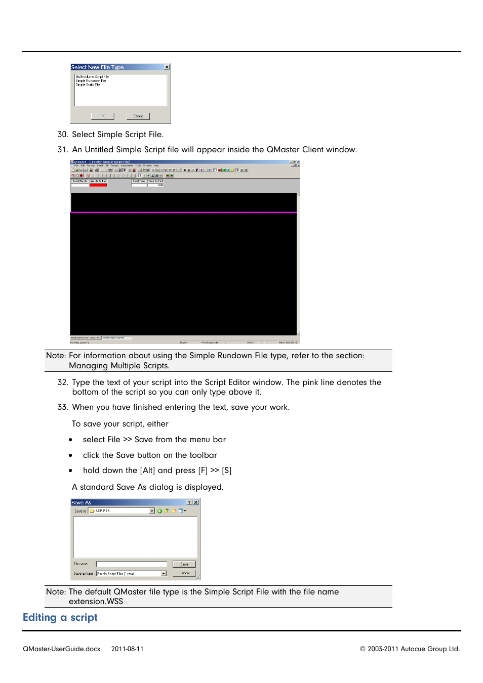 Editing a script | Autocue QMaster User Manual | Page 15 / 75