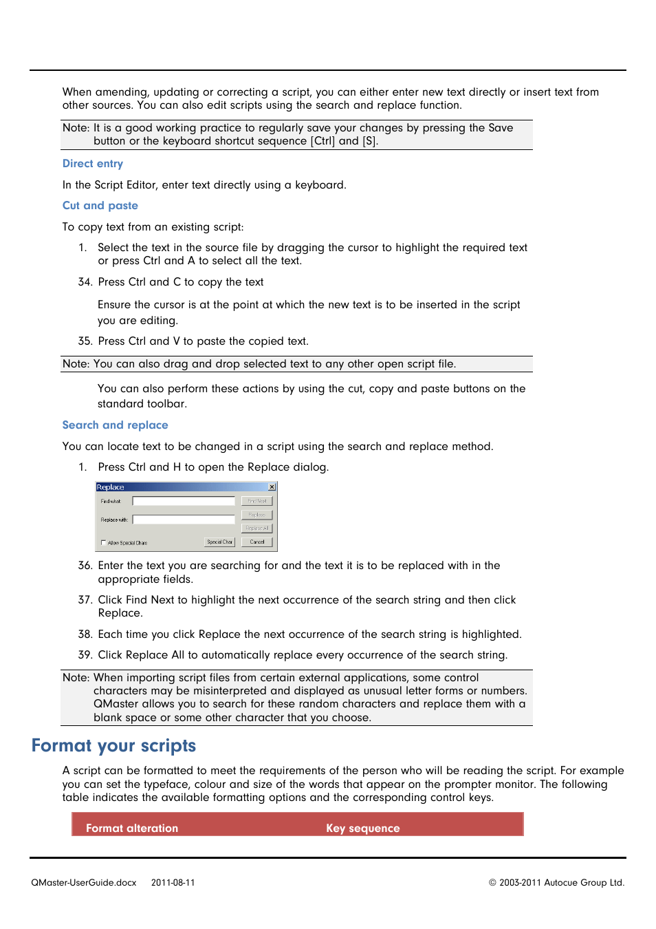 Format your scripts | Autocue QMaster User Manual | Page 16 / 75