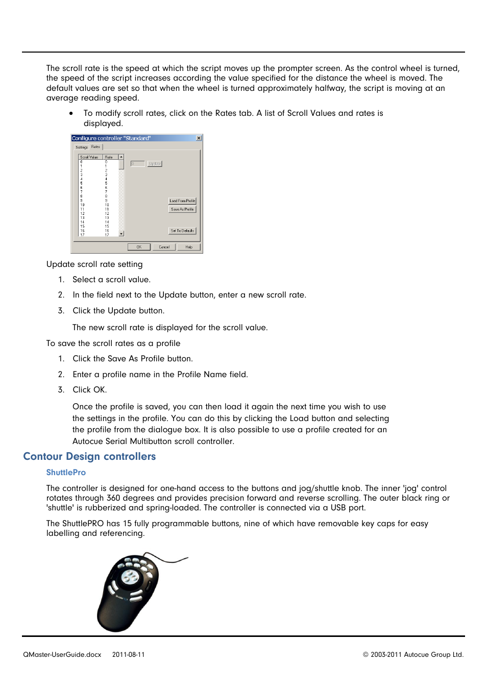 Contour design controllers | Autocue QMaster User Manual | Page 36 / 75