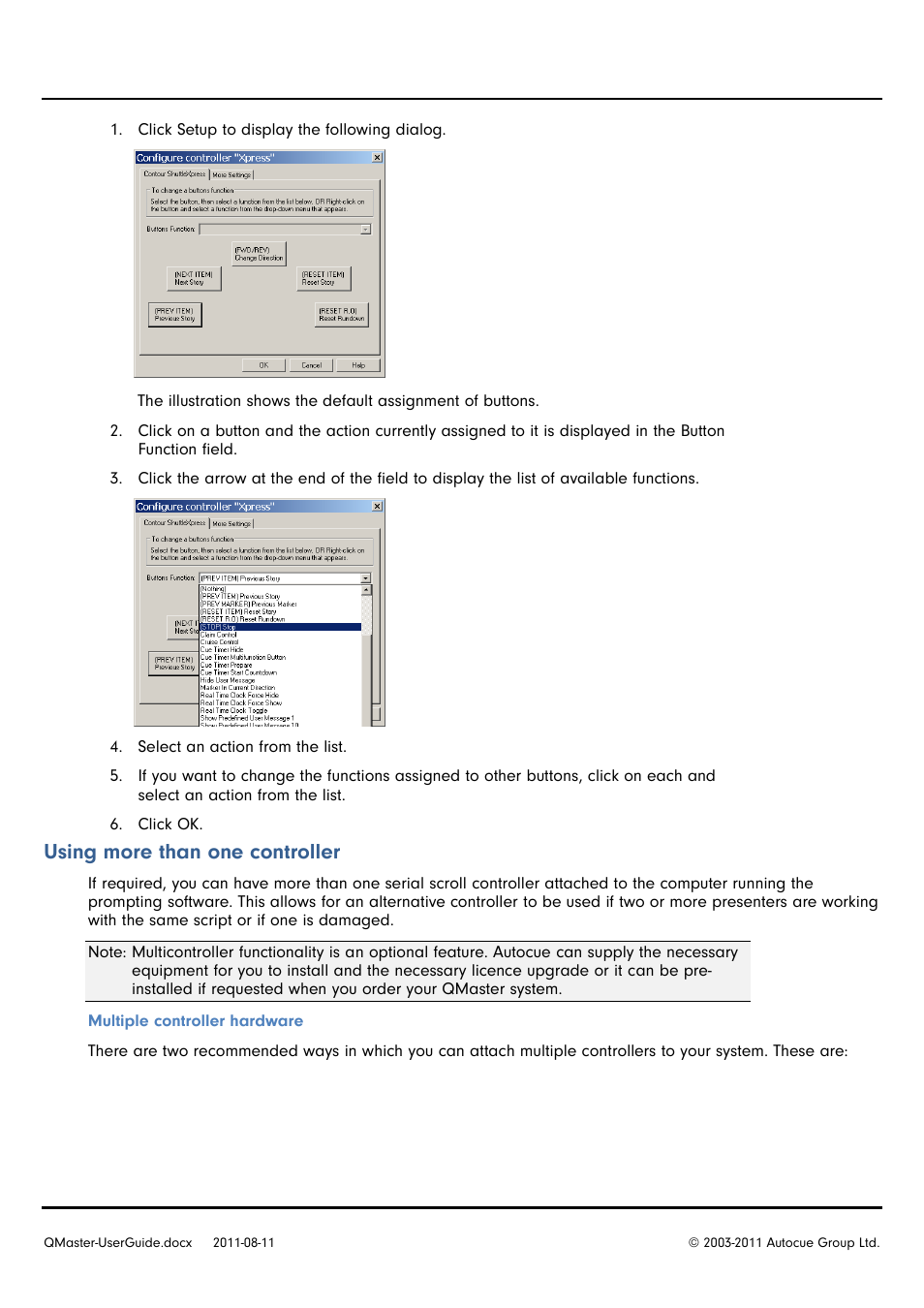 Using more than one controller | Autocue QMaster User Manual | Page 41 / 75