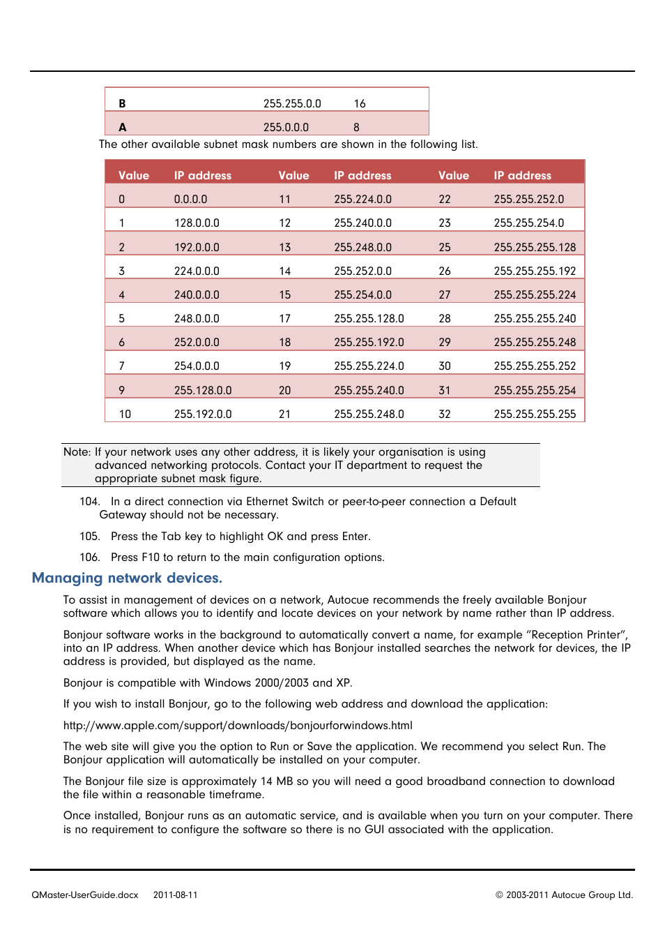 Managing network devices | Autocue QMaster User Manual | Page 64 / 75