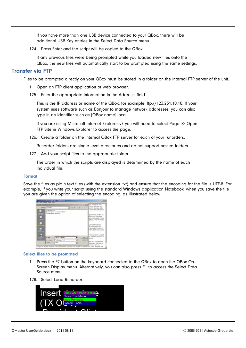 Transfer via ftp | Autocue QMaster User Manual | Page 70 / 75