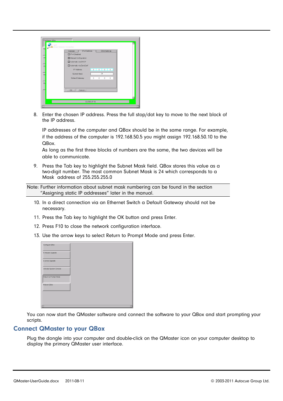 Connect qmaster to your qbox | Autocue QMaster User Manual | Page 8 / 75