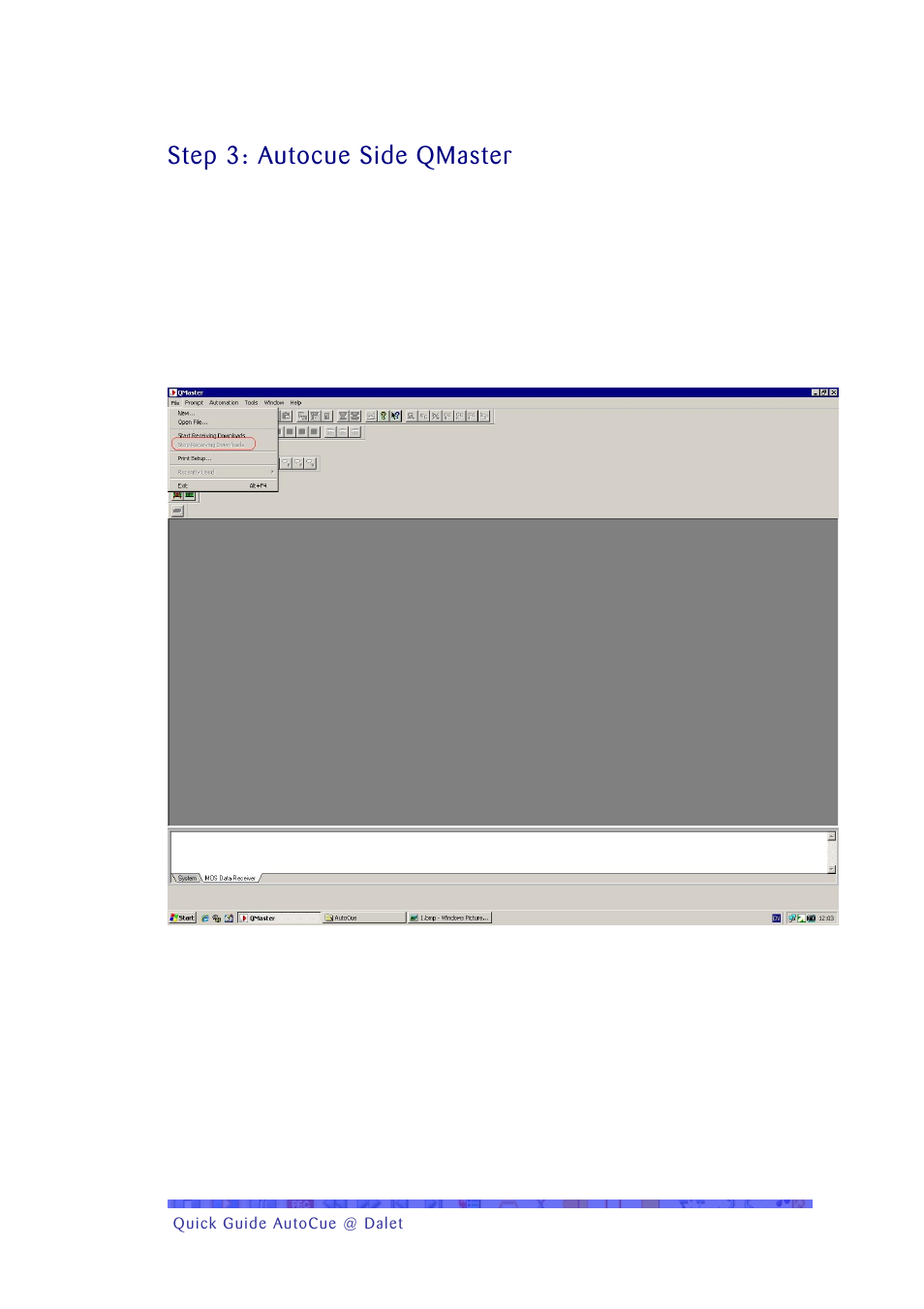 Step 3: autocue side qmaster | Autocue ASCII User Manual | Page 7 / 16