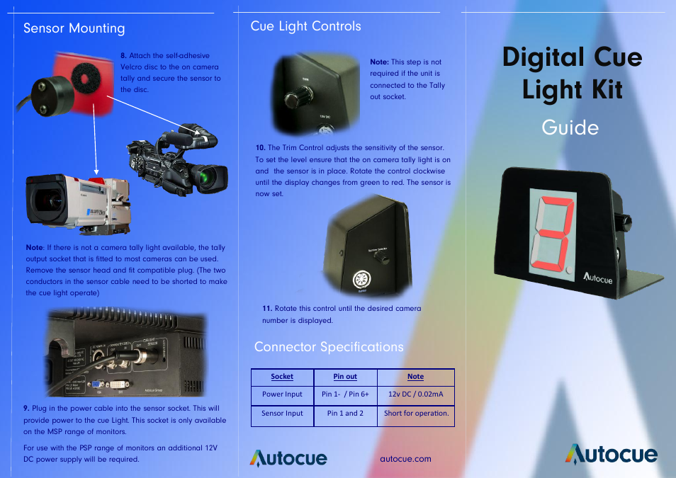 Autocue Digital Cue Light Kit - Autocue QTV User Manual | 2 pages