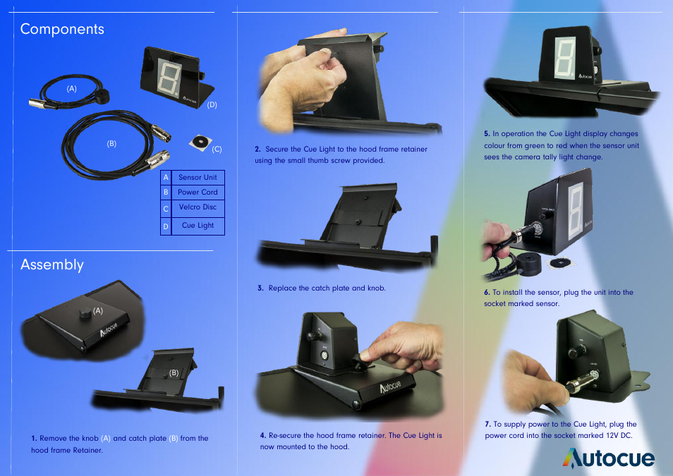 Components assembly | Autocue Digital Cue Light Kit - Autocue QTV User Manual | Page 2 / 2