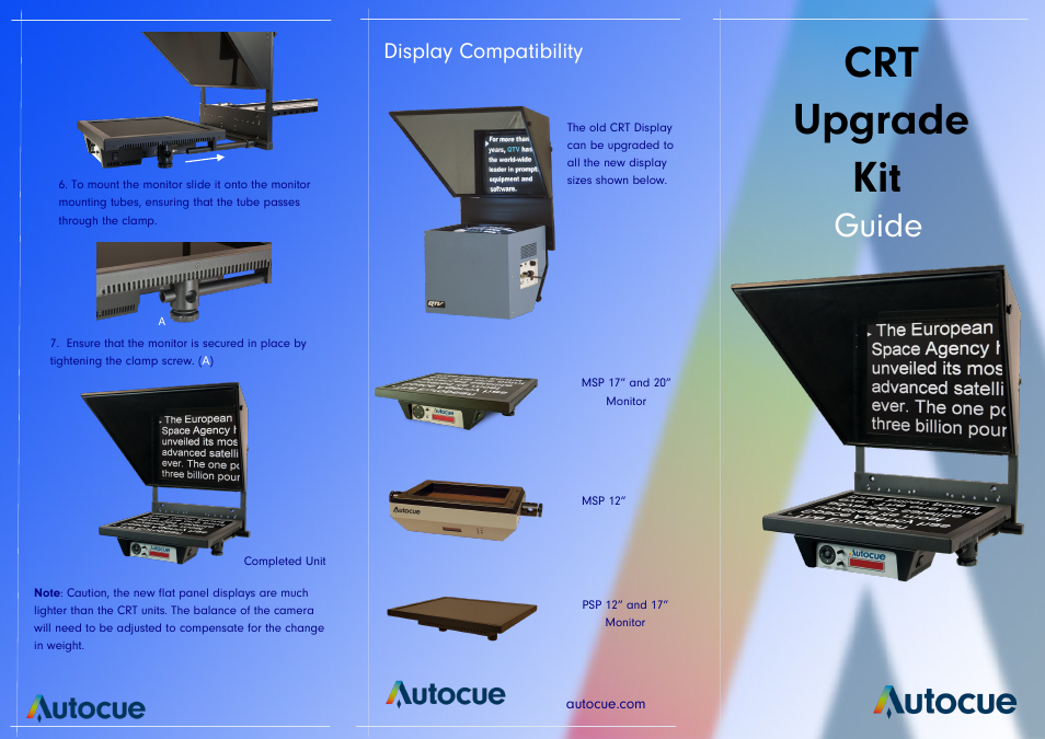 Autocue CRT Upgrade Kit User Manual | 2 pages