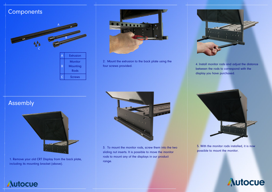 Components, Assembly | Autocue CRT Upgrade Kit User Manual | Page 2 / 2