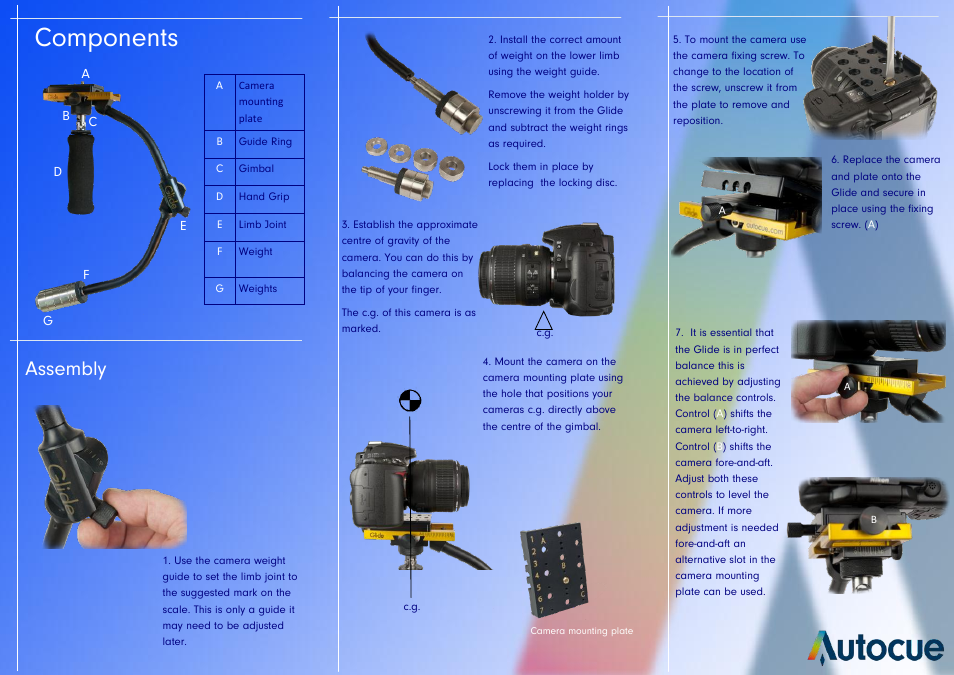 Components, Assembly | Autocue Glide User Manual | Page 2 / 2