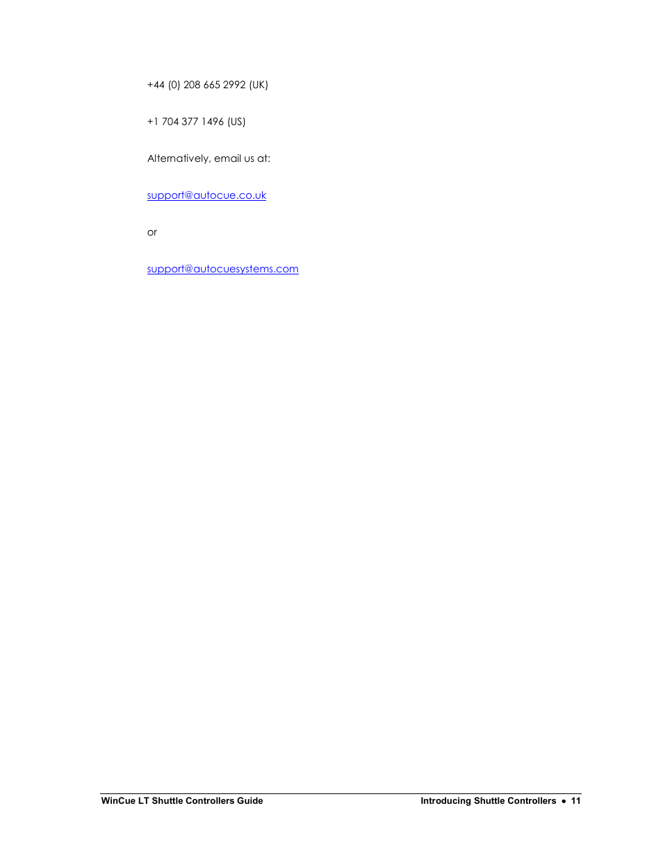 Autocue WinCue LT Shuttle Controllers User Manual | Page 11 / 11
