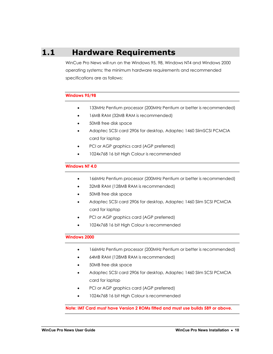 1 hardware requirements | Autocue WinCue Pro News Version 1.3 User Manual | Page 10 / 168