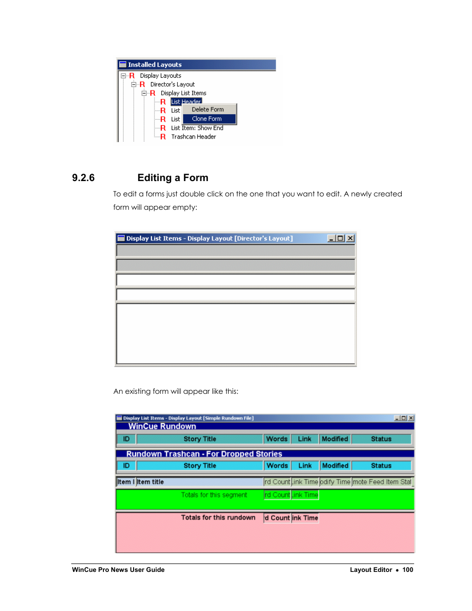 6 editing a form | Autocue WinCue Pro News Version 1.3 User Manual | Page 100 / 168